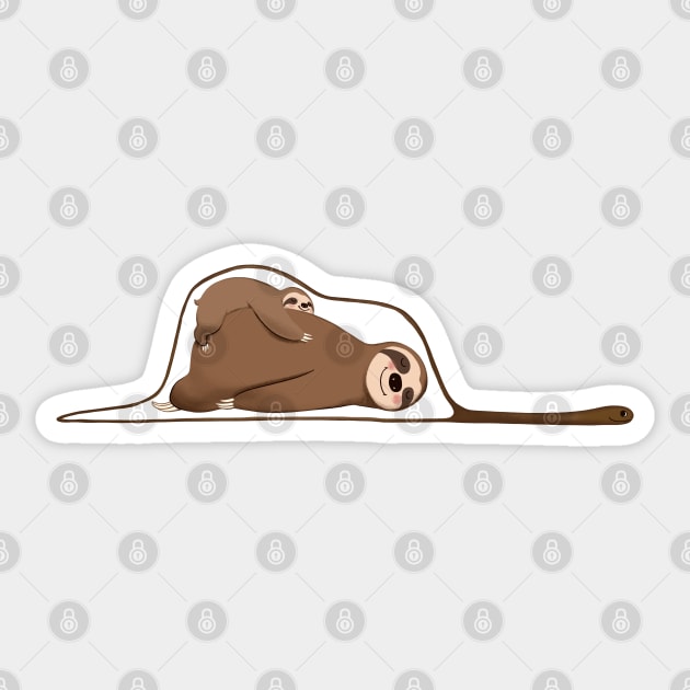 Sloth and Baby in a Snake Sticker by bignosework